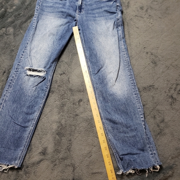 Flying Monkey Boyfriend Jeans Distressed Raw Hem size 28 Blue Ripped Denim - Picture 11 of 12